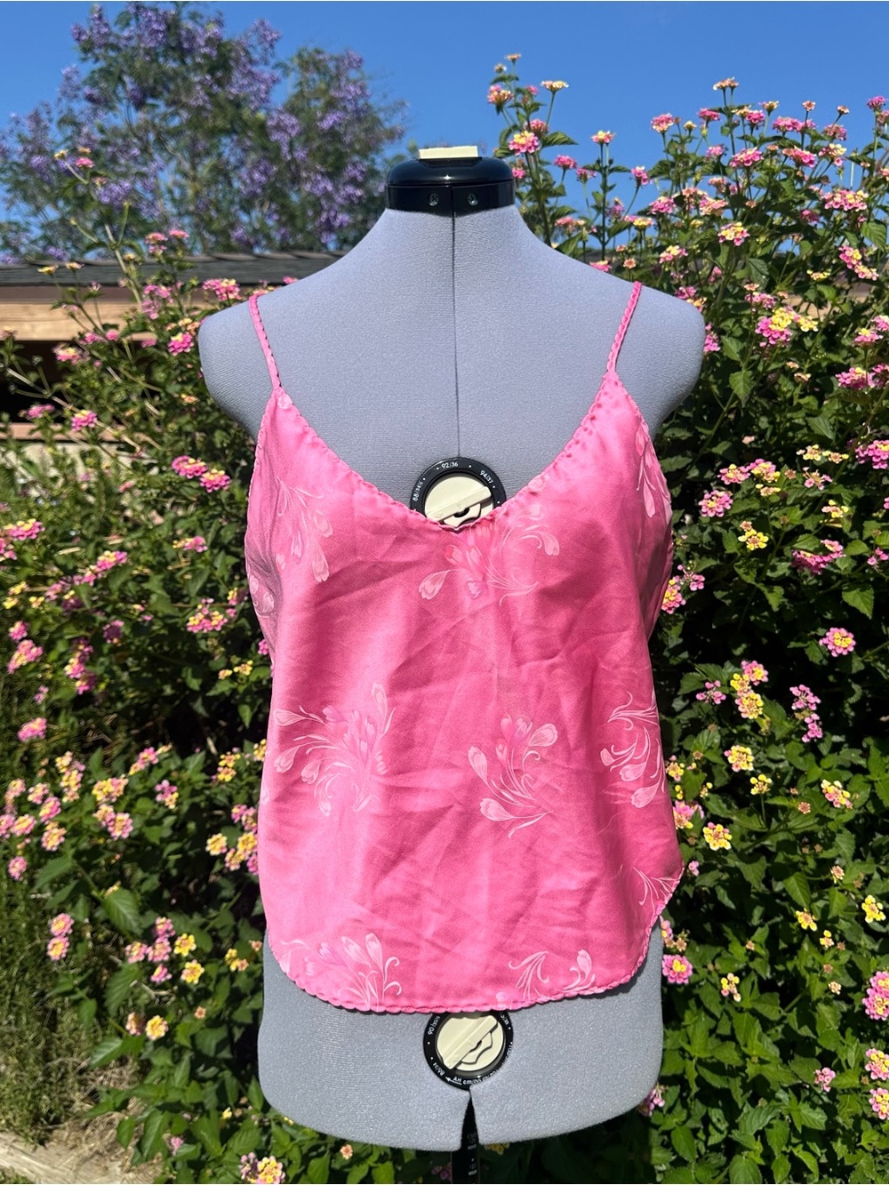 Sabrina for Mervyn’s Vintage Size Medium Hot Pink Floral Camisole Tank Top